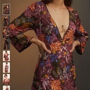 Sequined Embroidered Mini Dress